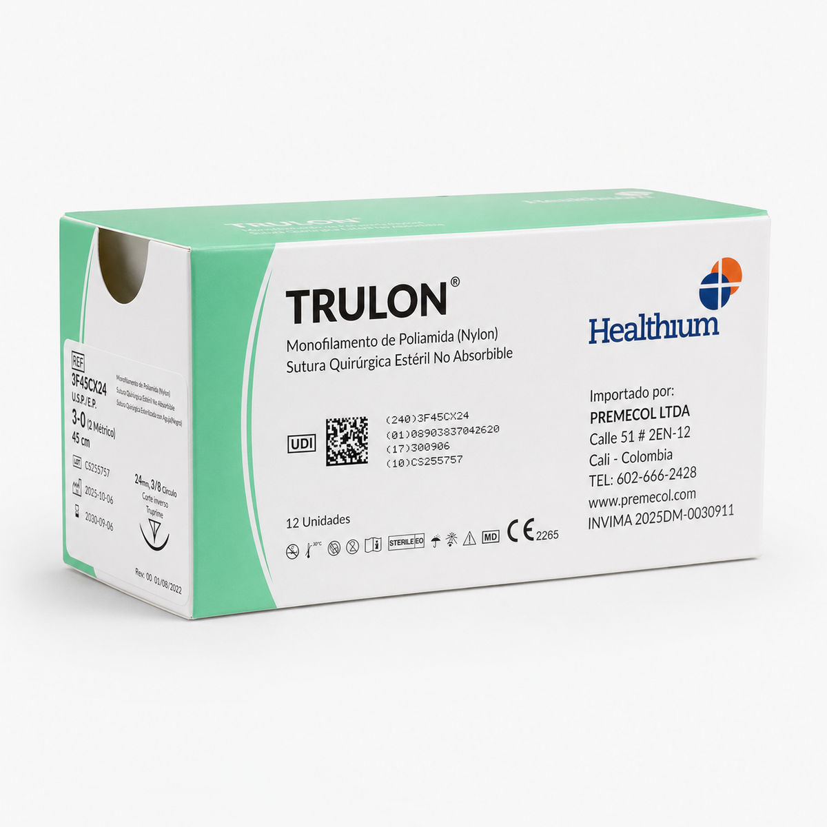 TRULON BLACK 2-0 45CM 3/8 CIRCLE REVERSE CUTTING 26MM